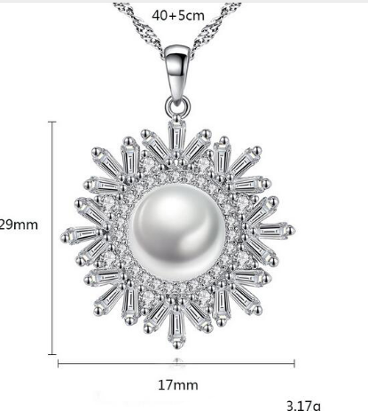 Sterling Silver Snowflake Pearl Necklace