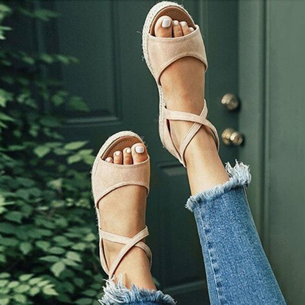 Women's Hemp Rope Platform Peep-Toe Sandals