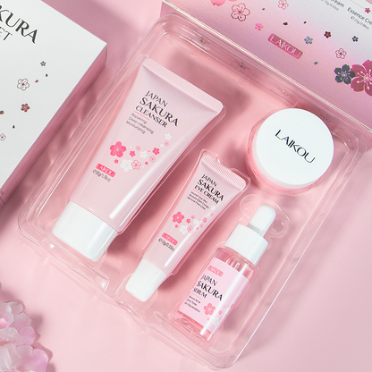 Cherry Blossom 4-Piece Skin Care Set – Toner, Serum, Cream & Eye Care