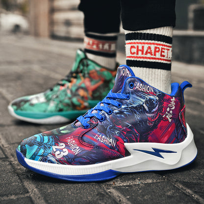 Men's Graffiti High-Top Basketball Shoes | Autumn Street Style Trainers