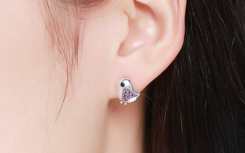925 Silver Bird Stud Earrings