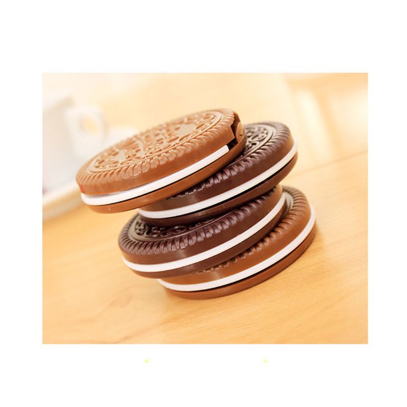 Novelty Chocolate Biscuit Folding Makeup Mirror – Portable Compact Mirror