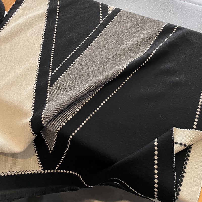 Beige Cashmere-Feel Acrylic Scarf, 65 x 185 cm
