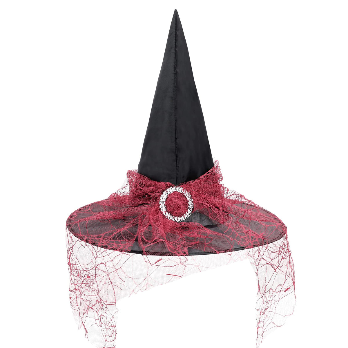 Zando Wine Red Lace Witch Hat