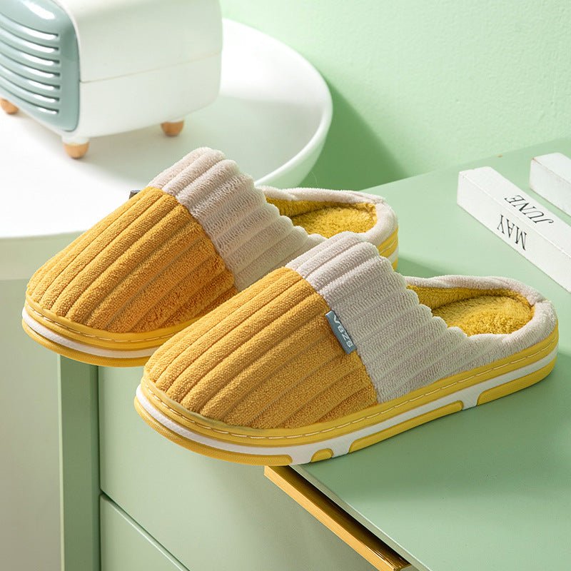 Unisex Corduroy Winter Slippers – Matching Couple House Shoes