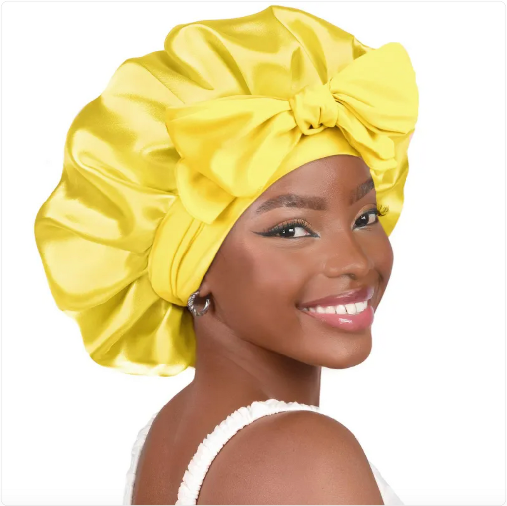 Double-Layer Bow Wide-Brimmed Hair Care Hat – Shower Cap & Hair Wrap for Women