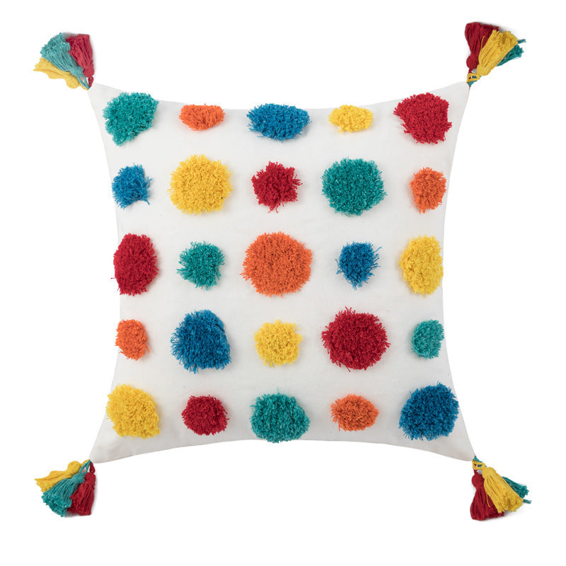 Housse de coussin décorative motif arc-en-ciel pour salon