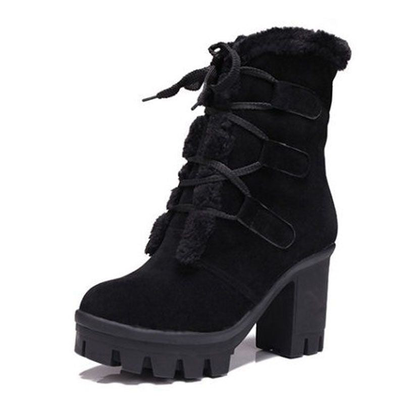Women's Plush-Lined Chunky Mid-Calf Boots