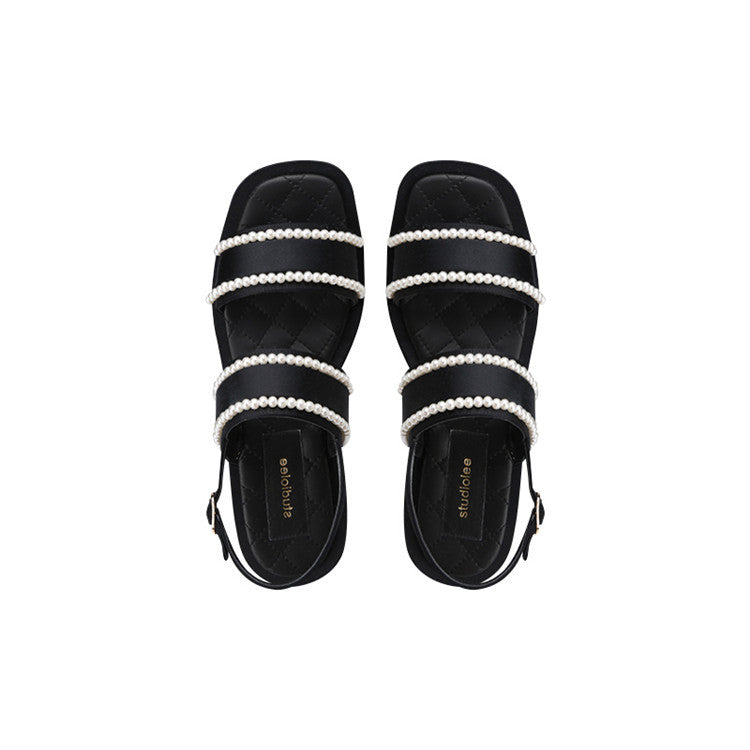New French Pearl Flat Sandals