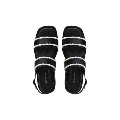 New French Pearl Flat Sandals