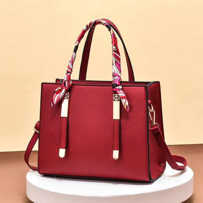 Large Capacity Cowhide Leather Shoulder Bag – Wing Style Handbag in 4 Colours