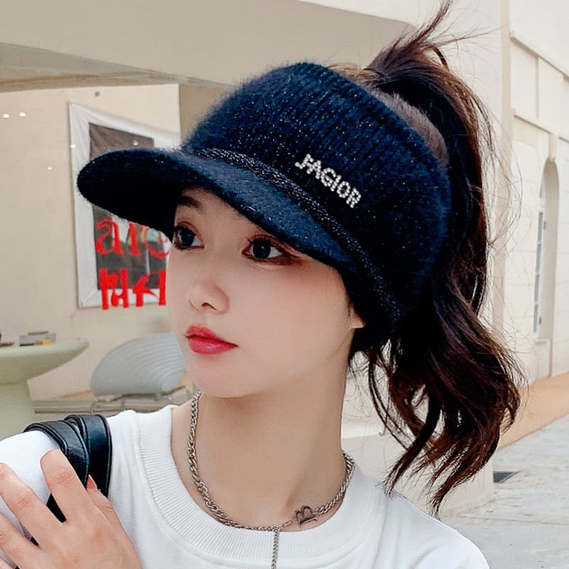 Mädchen Warme Strickmütze | Beanie aus Kaninchenhaarmischung