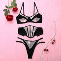 Heavy Craft Mesh Breathable Mesh Stitching Women's Sexy Underwear Suit