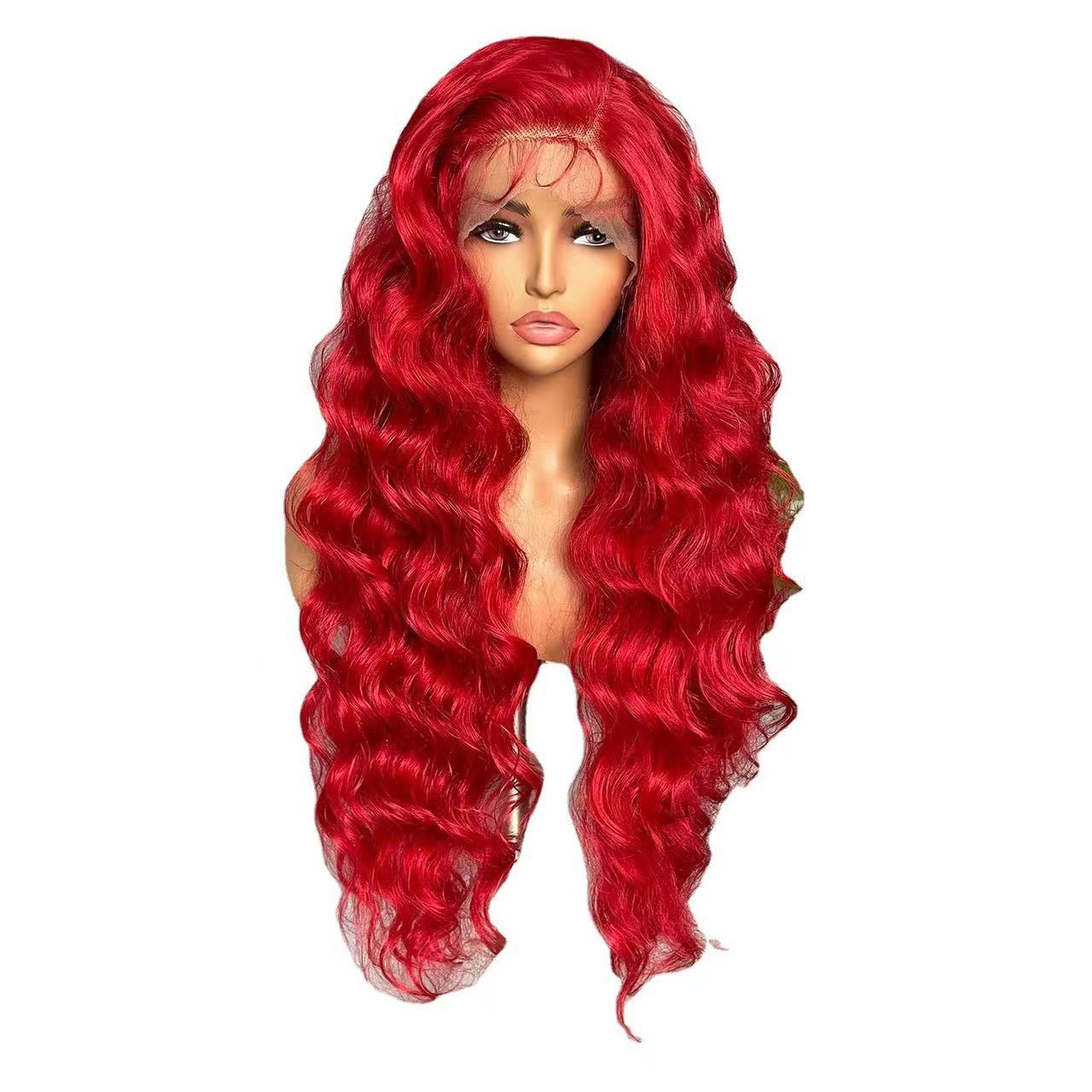 Brown Red Curly Big Wave Lace Hair Cover