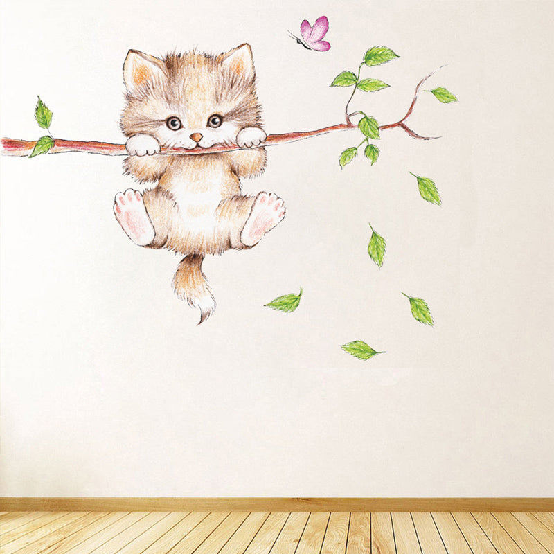 Süße Katzen-Schmetterlings-Wandaufkleber für Kinderzimmerdekoration