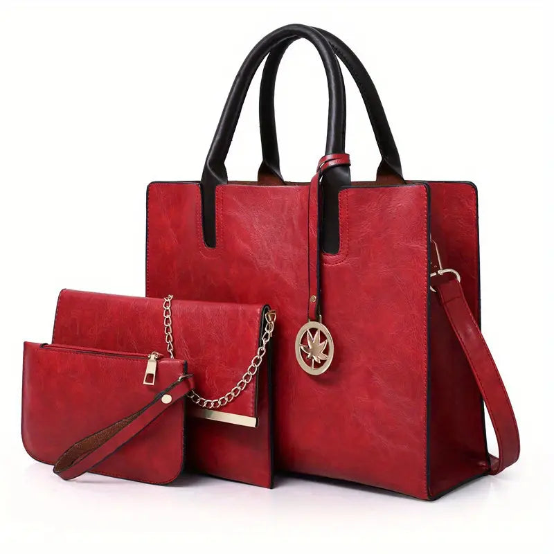 Classic PU Tote Bag – Large Solid Colour Handbag for Work & Everyday Use