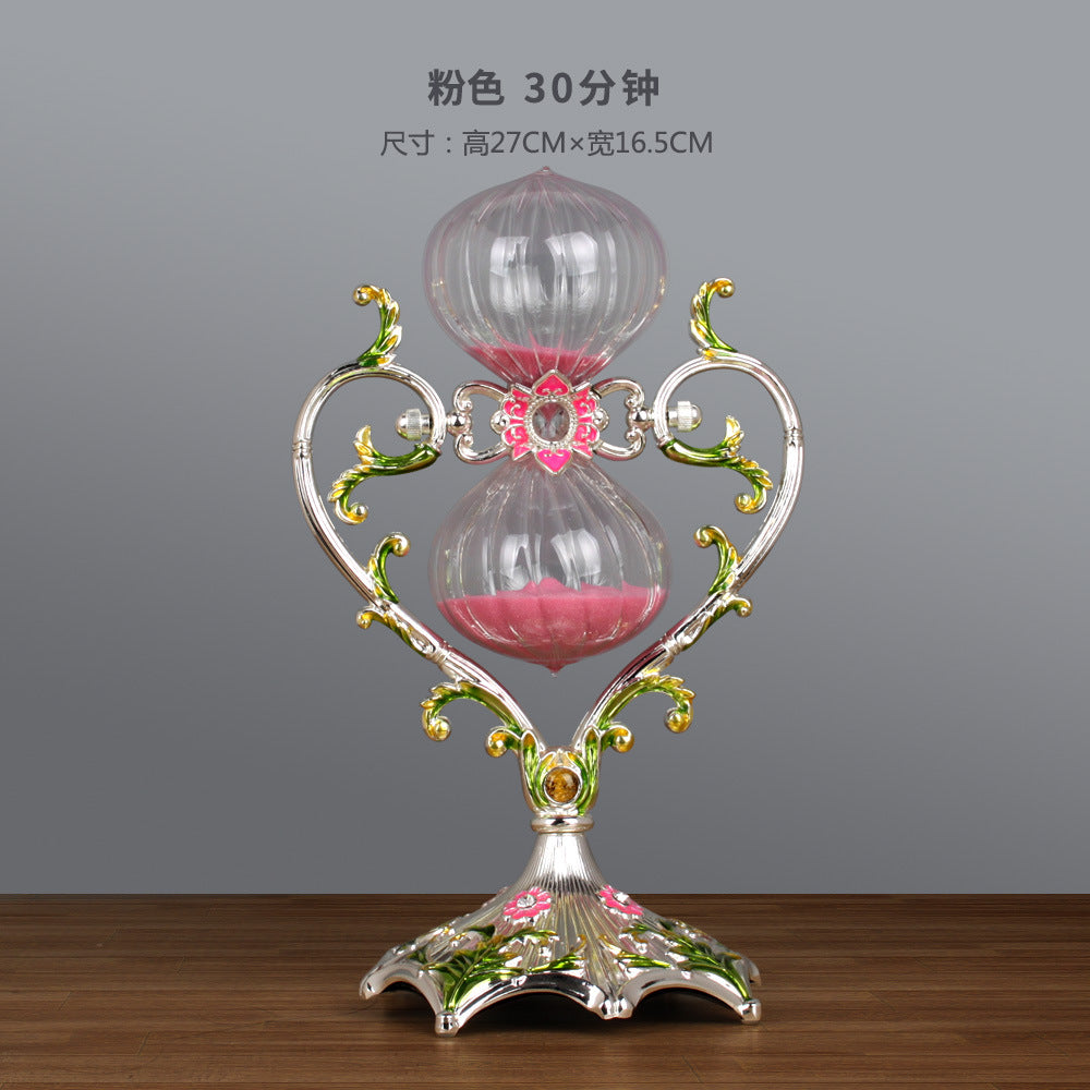 Heart-Shaped Hourglass Timer – 30 or 60 Minute Metal Sand Timer