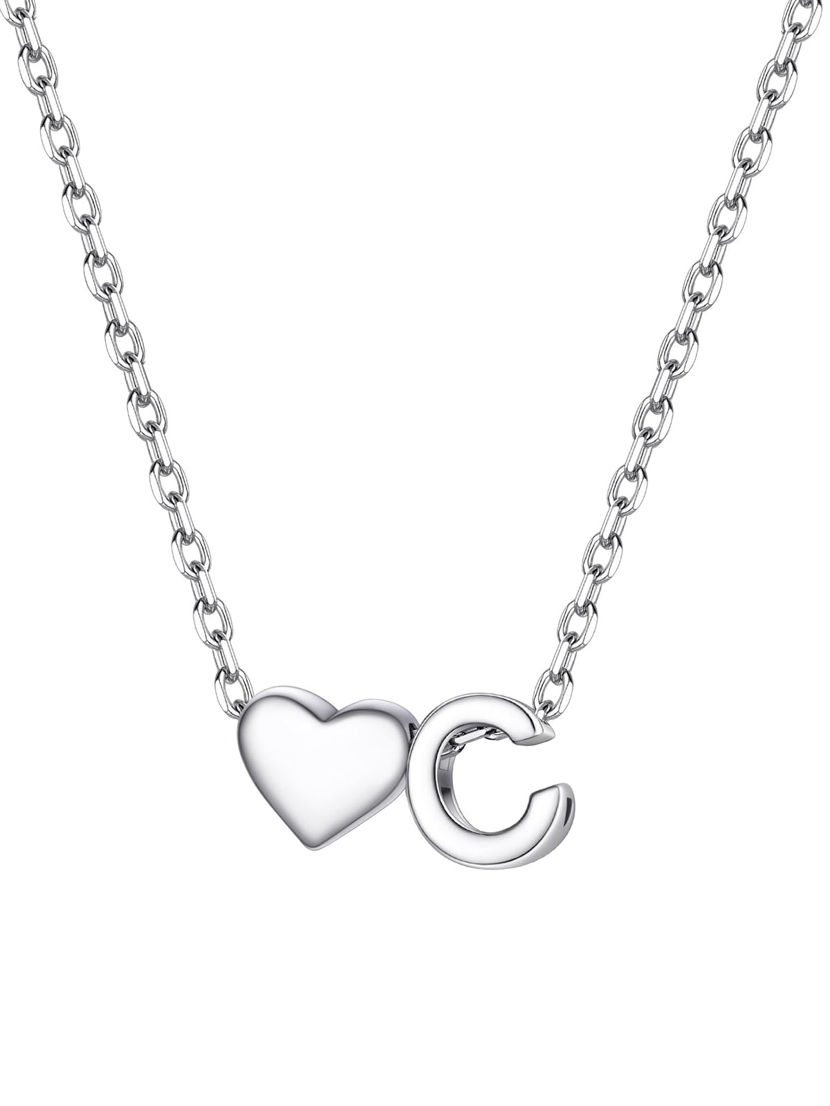PROSILVER Initial C Heart Necklace