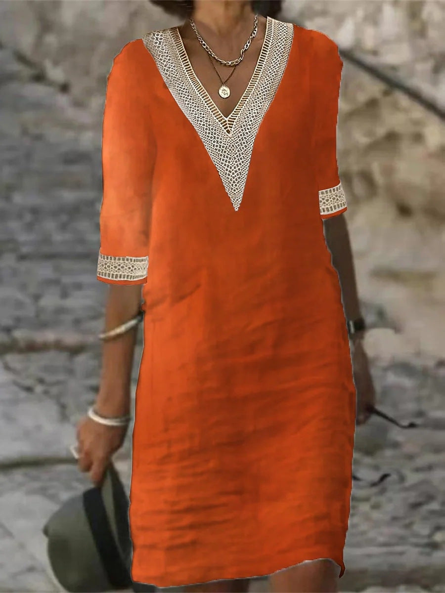 Women’s V-Neck Loose-Fit Dress