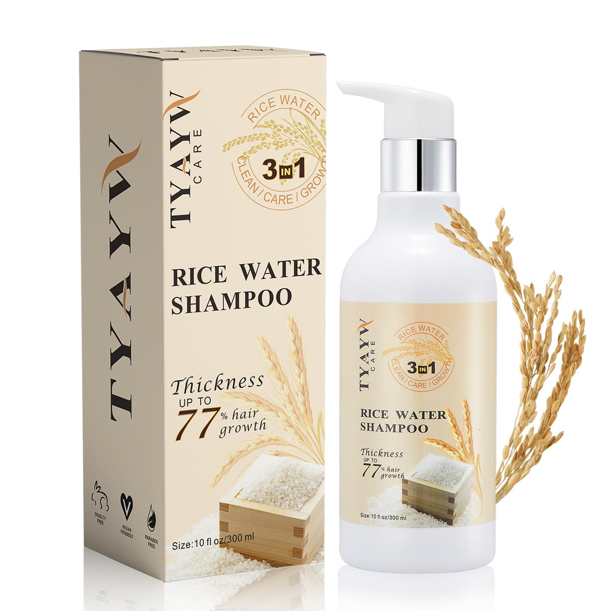 Rice Water Shampoo for Hair Growth – Anti Hair Loss Shampoo for Thinning Hair | All Hair Types | 10 FL OZ