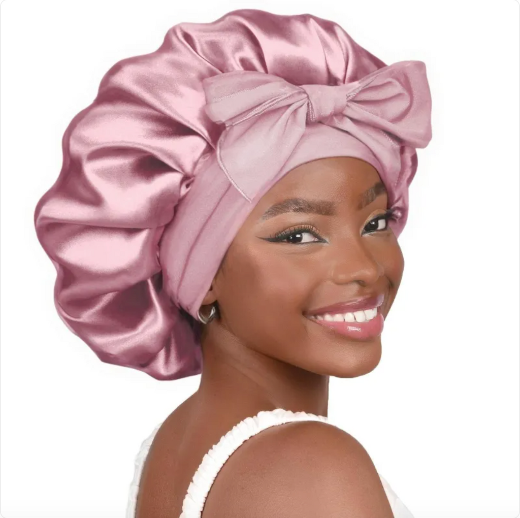 Double-Layer Bow Wide-Brimmed Hair Care Hat – Shower Cap & Hair Wrap for Women