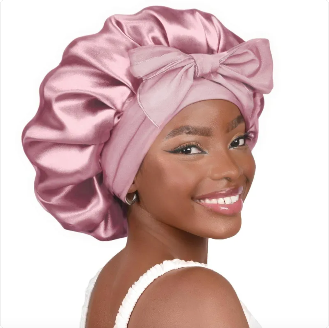 Double-Layer Bow Wide-Brimmed Hair Care Hat – Shower Cap & Hair Wrap for Women