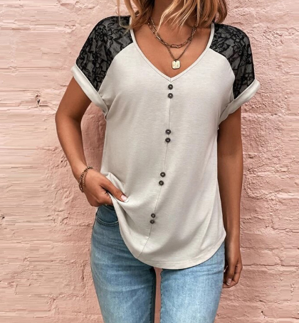 Women's Lace V-Neck Top
