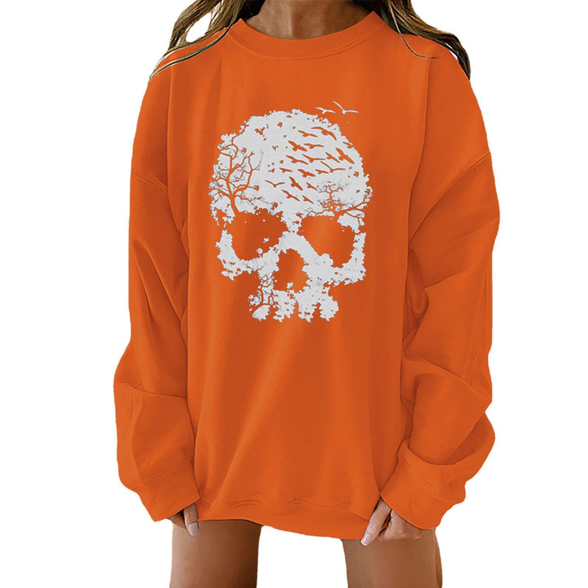 Halloween Print Loose-Fit Long-Sleeve Sweater