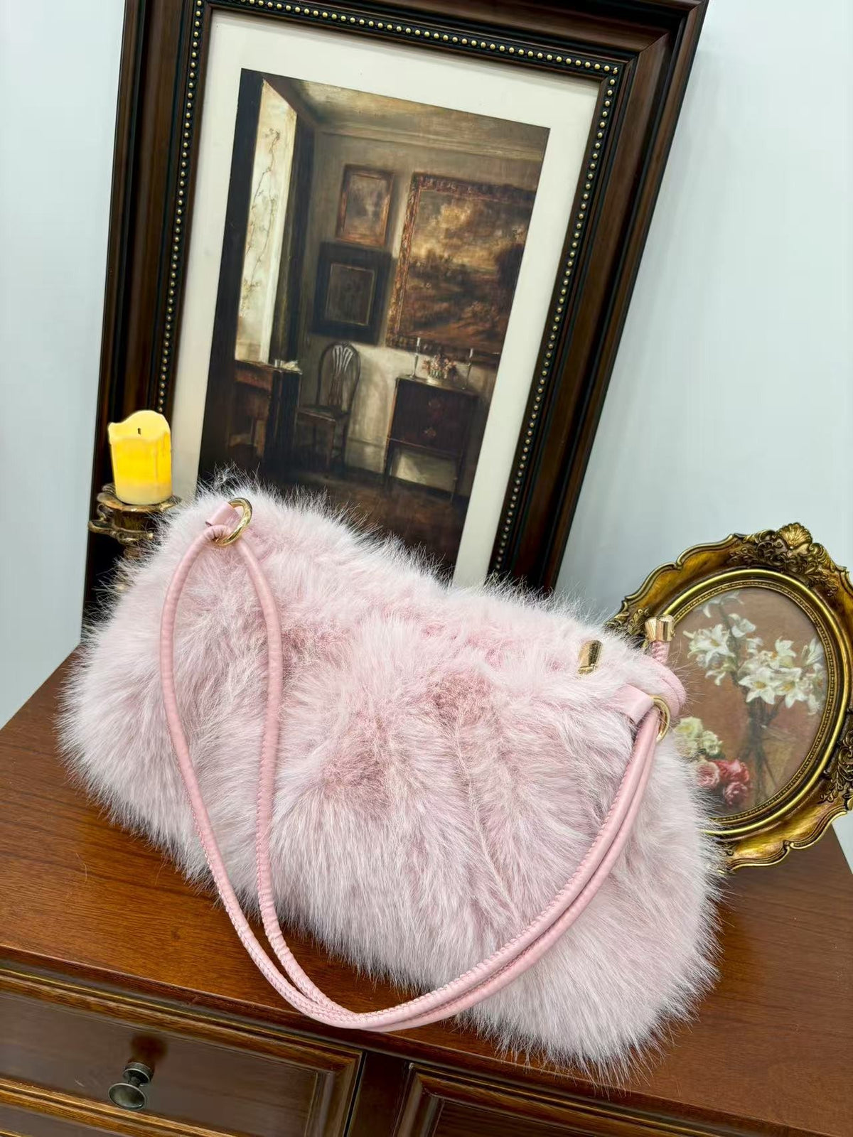 Plush Faux Fur Shoulder Bag