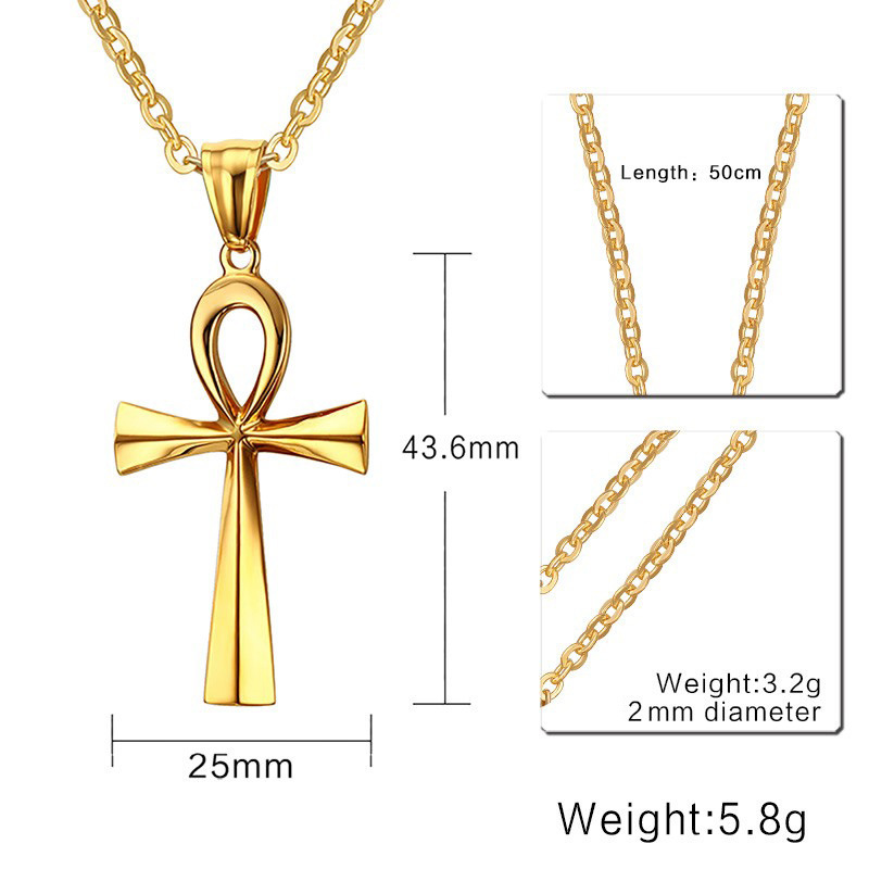Kreuzanhänger-Halskette aus Gold und Stahl