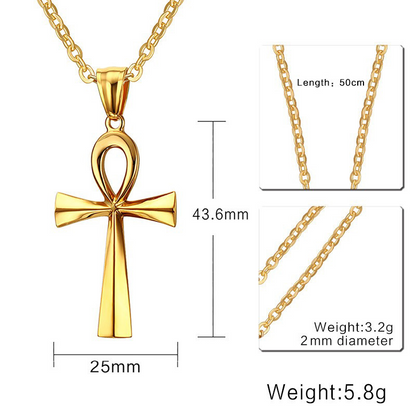 Gold and Steel Cross Pendant Necklace