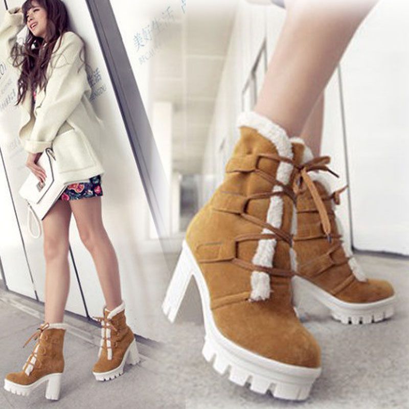 Women's Plush-Lined Chunky Mid-Calf Boots