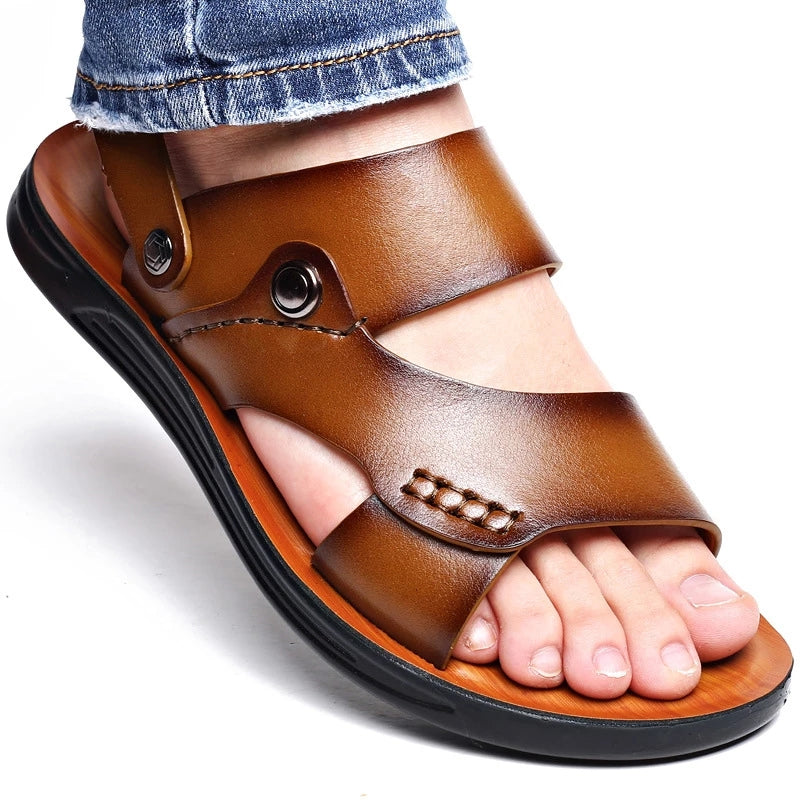 Men's Leather Sandals for Outdoor & Beach