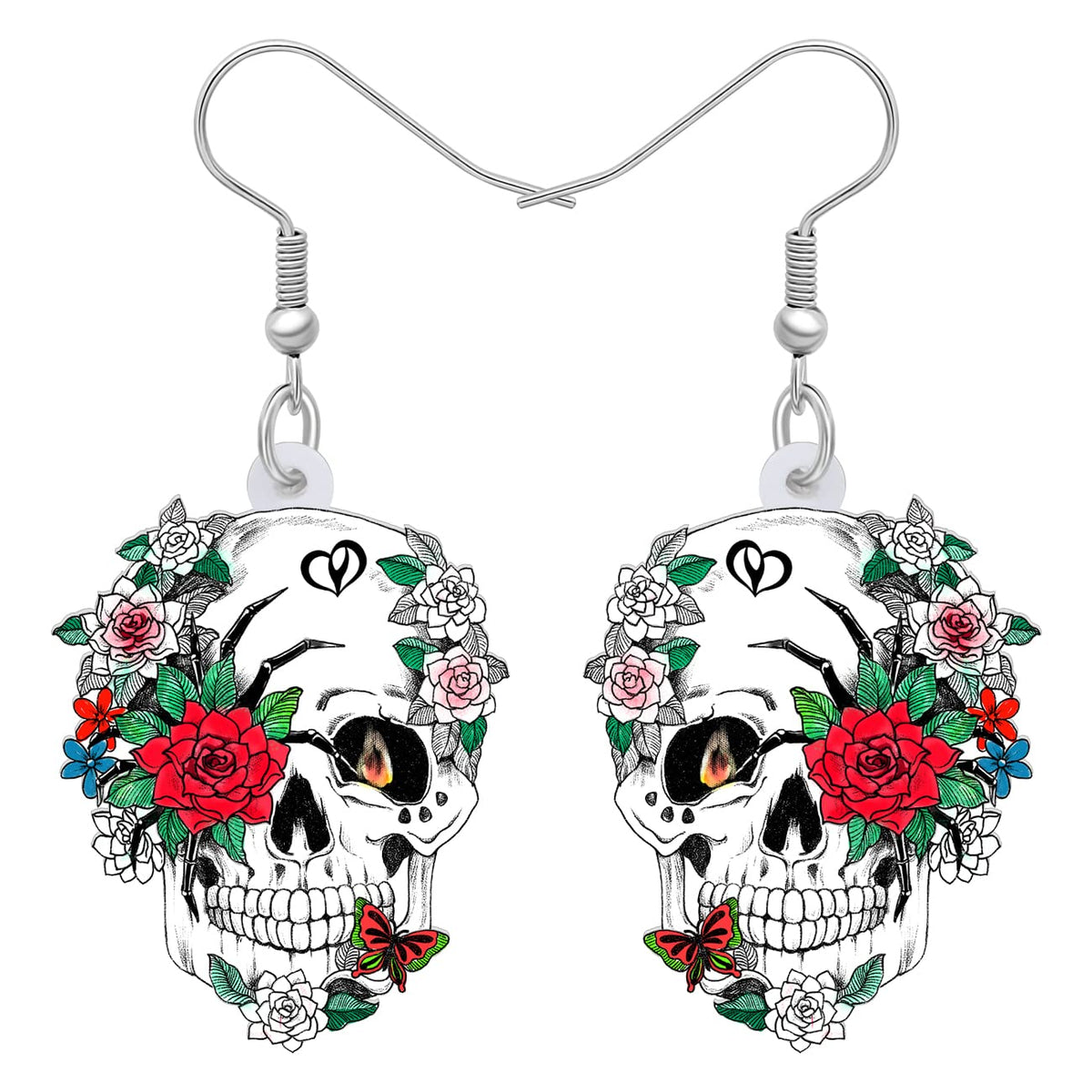 LONYOO Rose Sugar Skull Drop Earrings
