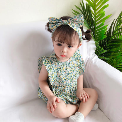 Triangle Khaki Clothing with Sweet Floral Print