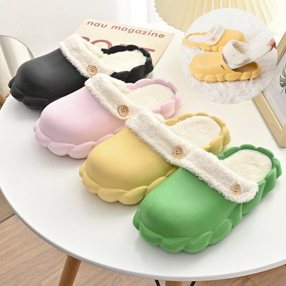 Women's Detachable Waterproof Winter Slippers – Warm Indoor House Shoes