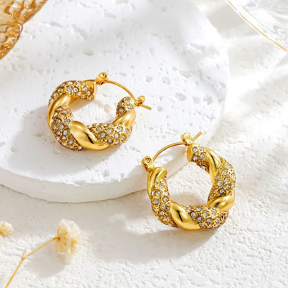 Gold Twist U-Shaped Earrings for Women
