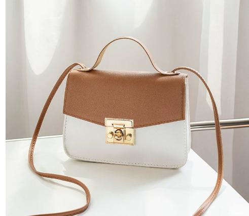 Retro Kontrast Kleine quadratische Handtasche – Kompakte PU-Tasche in 5 Farben