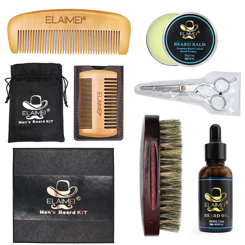 ELAIMEI Beard Grooming Kit with Oil & Cream