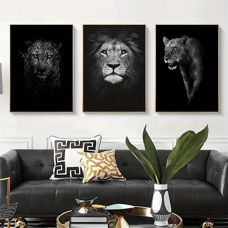 3 Stücke Tier Leinwand Wandkunst für Wohnzimmer Dekoration