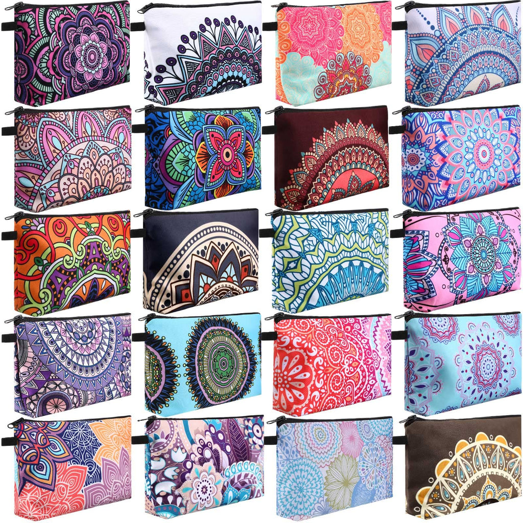 Dunzy Makeup Bag Set – Waterproof Mandala Travel Cosmetic Pouches (20 Pcs)