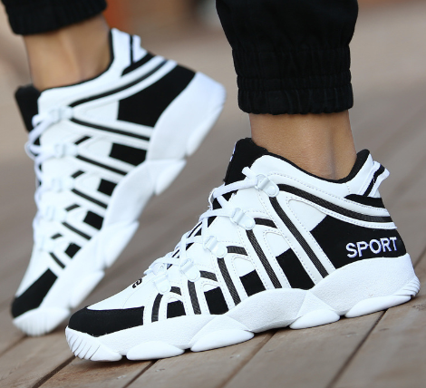 High-Top Basketball Shoes for Men & Women – Ankle Support, White, Black & Red, EU 36–45