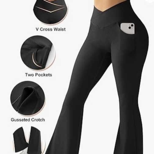 Pantalon de yoga évasé côtelé taille haute pour femme