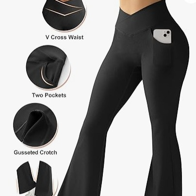 Women's Ribbed High Waist Flared Yoga Trousers