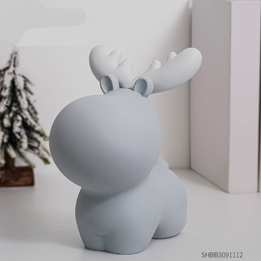 Nordic Cute Resin Deer Coin Bank for Kids' Room Decor