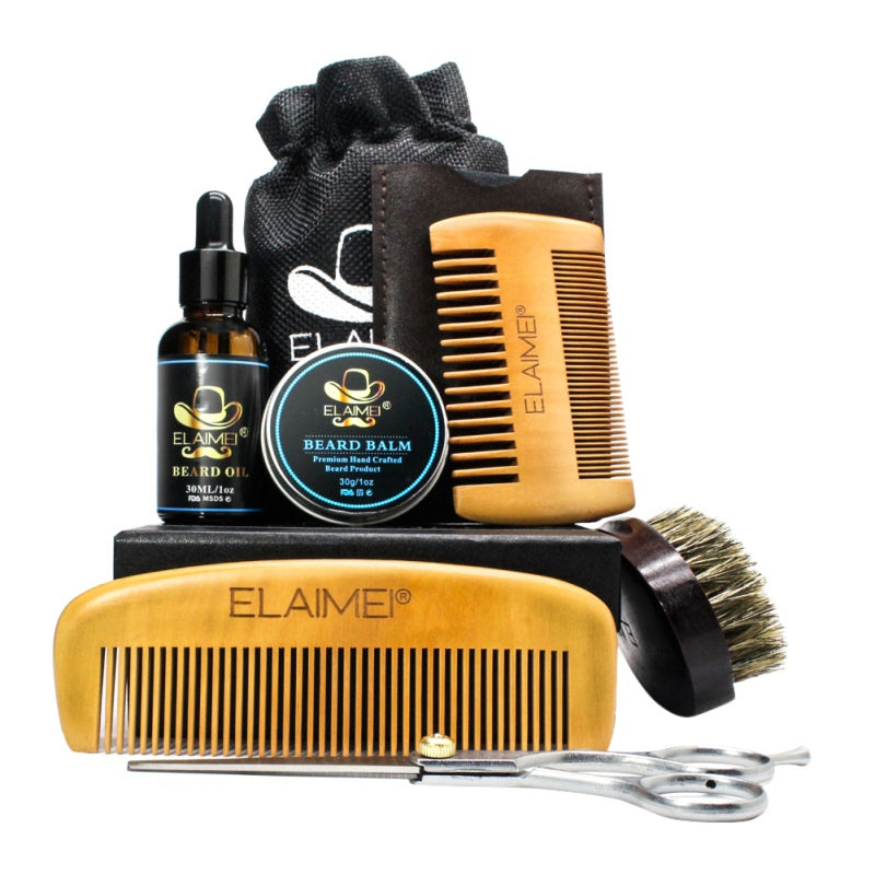 ELAIMEI Beard Grooming Kit with Oil & Cream
