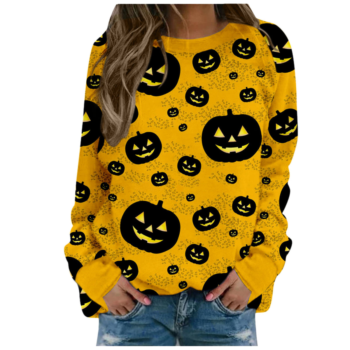 Women's Halloween Print Long-Sleeve Sweater