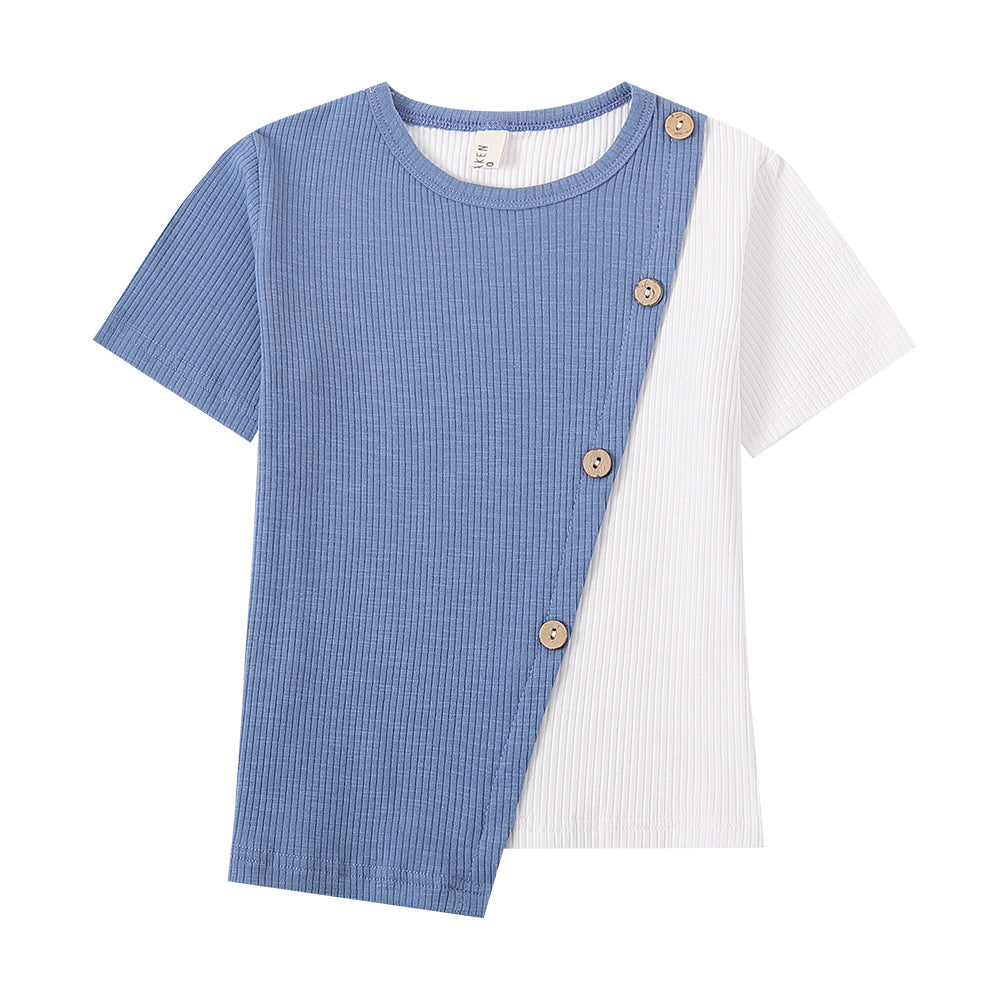 Irregular Contrast Short Sleeve T-Shirt