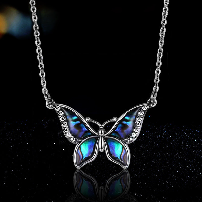 Blue Butterfly Pendant Necklace