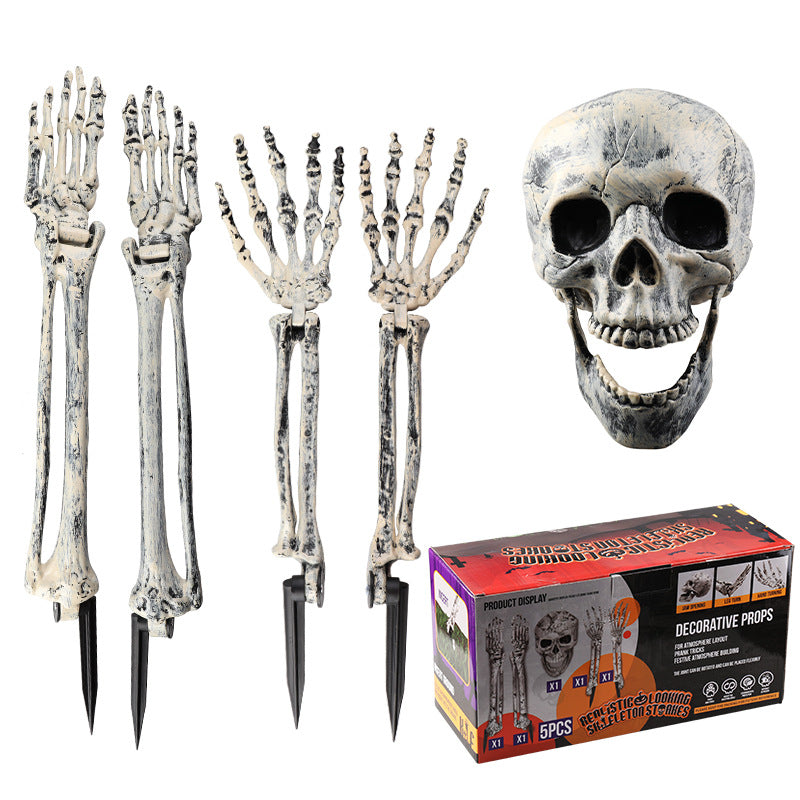 Halloween Skeleton Garden Decor – Glowing Skull & Hand Stakes